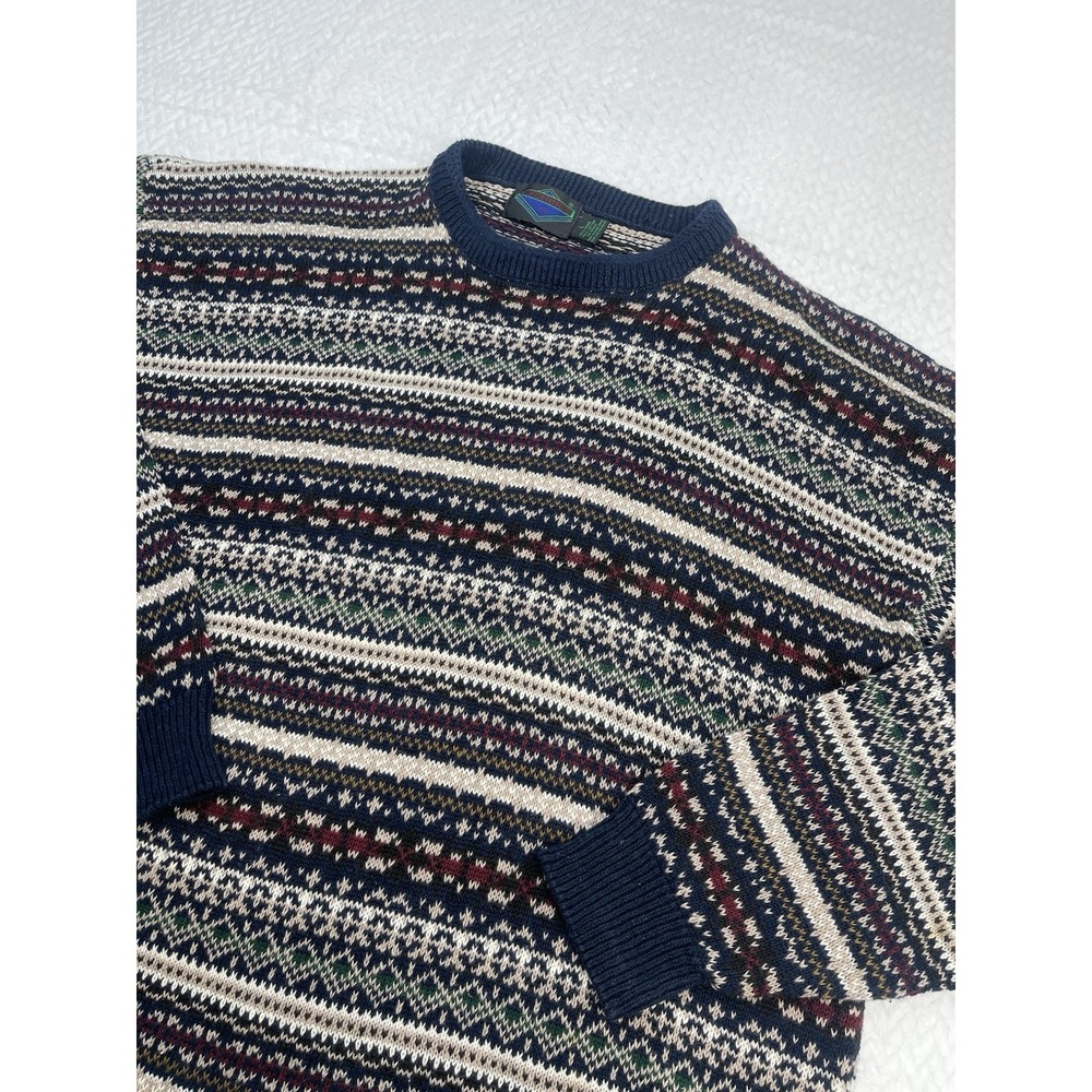 Vintage Etchings Mens Cotton Blend Striped‎ Multicolor Size L